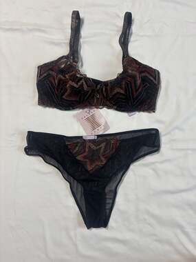 Savage X Fenty Shining Star Embroidered Balconette Bra and Panty Set